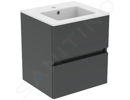 Ideal Standard Eurovit - Skříňka s umyvadlem, 55x50x44 cm, 2 zásuvky, lesklá šedá R0571TI