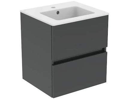 Ideal Standard Eurovit - Skříňka s umyvadlem, 55x50x44 cm, 2 zásuvky, lesklá šedá R0571TI