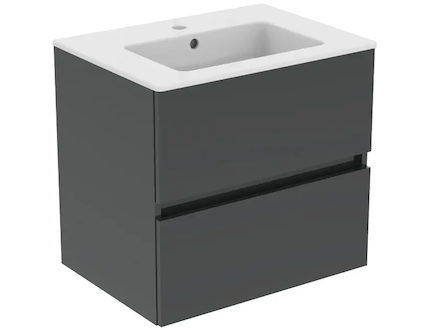 Ideal Standard Eurovit - Skříňka s umyvadlem, 55x60x44 cm, 2 zásuvky, lesklá šedá R0572TI