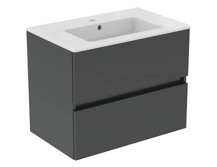 Ideal Standard Eurovit+ - Skříňka s umyvadlem, 55x70x44 cm, 2 zásuvky, tmavě šedá R0573TI