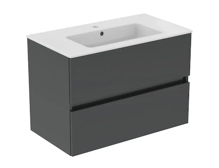 Ideal Standard Eurovit+ - Skříňka s umyvadlem, 55x80x44 cm, 2 zásuvky, tmavě šedá R0574TI