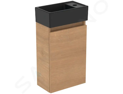 Ideal Standard Eurovit+ - Skříňka s umývátkem, 55x35x20 cm, 1 dvířka, přírodní dub/hedvábná černá R0578Y8