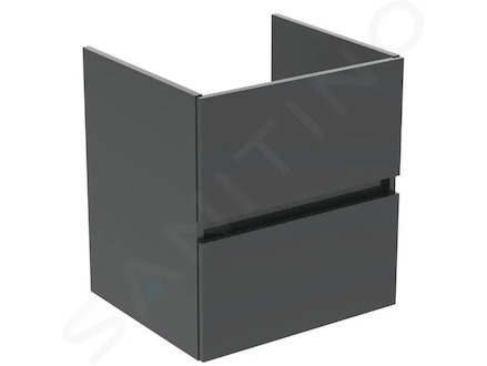 Ideal Standard Eurovit - Umyvadlová skříňka, 55x50x44 cm, 2 zásuvky, lesklá šedá R0256TI