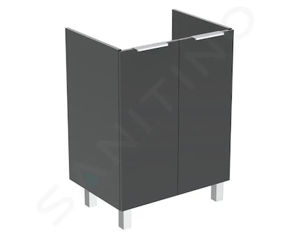 Ideal Standard Eurovit - Umyvadlová skříňka, 84x60x44 cm, 2 dvířka, panty L/P, lesklá šedá R0258TI