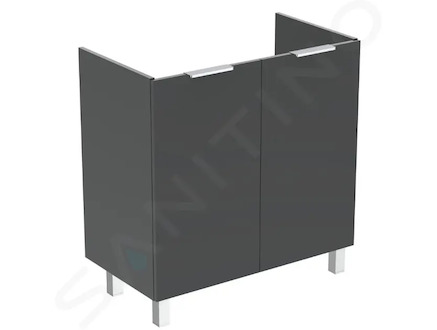 Ideal Standard Eurovit - Umyvadlová skříňka, 84x80x44 cm, 2 dvířka, panty L/P, lesklá šedá R0262TI