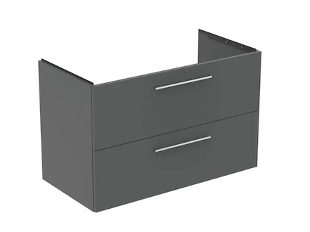 Ideal Standard i.Life B - Umyvadlová skříňka, 100x63x51 cm, 2 zásuvky, pravá, šedý matný křemen T5585NG