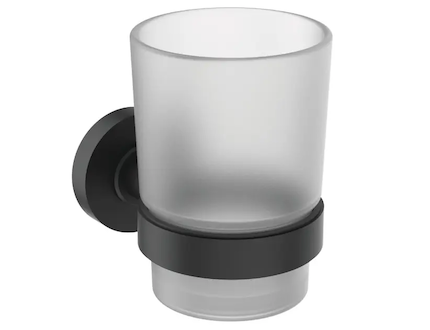 Ideal Standard IOM - Pohárek na kartáčky a pastu s držákem, černá/satinované sklo A9120XG