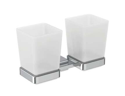 Ideal Standard IOM Square - Pohárky na kartáčky a pastu s držákem, matné sklo/chrom E2205AA