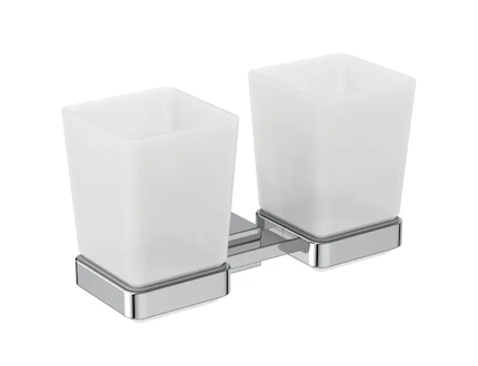 Ideal Standard IOM Square - Pohárky na kartáčky a pastu s držákem, matné sklo/chrom E2205AA