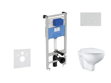 Ideal Standard ProSys - Set předstěnové instalace, klozetu a sedátka  Bau Ceramic, tlačítka Oleas M2, Rimless, SoftClose, chrom 
