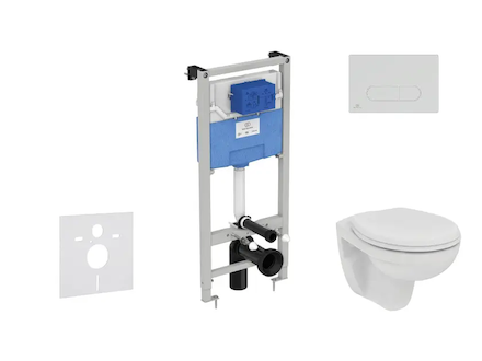 Ideal Standard ProSys - Set předstěnové instalace, klozetu a sedátka  Eurovit, tlačítka Oleas M1, Rimless, SoftClose, chrom mat 