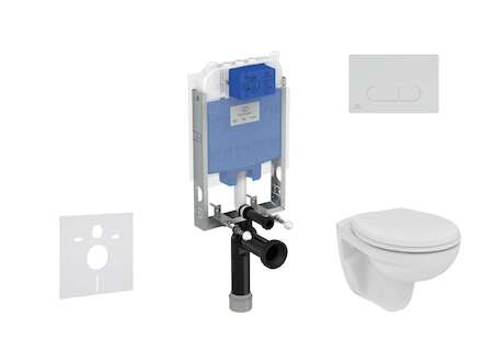 Ideal Standard ProSys - Set předstěnové instalace, klozetu a sedátka  Eurovit, tlačítka Oleas M1, Rimless, SoftClose, chrom mat 