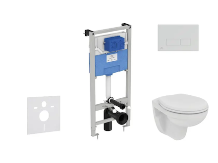 Ideal Standard ProSys - Set předstěnové instalace, klozetu a sedátka  Eurovit, tlačítka Oleas M2, Rimless, SoftClose, chrom mat 