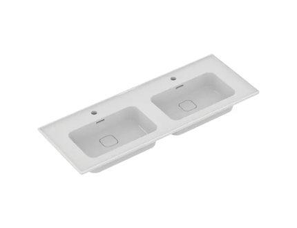 Ideal Standard Strada II - Nábytkové dvojumyvadlo 124x46 cm, 2 otvory pro baterii, s Ideal Plus, bílá T3005MA