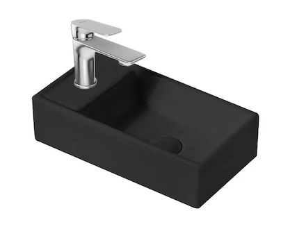 kielle Arkas I - Umývátko 42x23 cm, bez přepadu, 1 otvor pro baterii vlevo, matná černá 30611404L