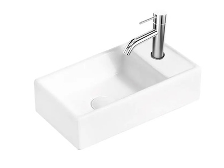 kielle Arkas I - Umývátko 42x23 cm, bez přepadu, 1 otvor pro baterii vpravo, bílá 30611400R