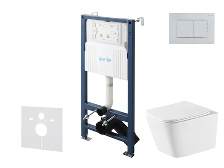 kielle Genesis New - Set předstěnové instalace, klozetu Arkas I, Vortex Rimless+, sedátka softclose a tlačítka Gemini New III, l