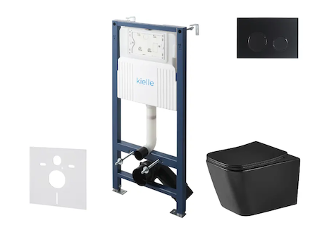 kielle Genesis New - Set předstěnové instalace, klozetu Arkas I, Vortex Rimless+, sedátka softclose a tlačítka Gemini New II, ma