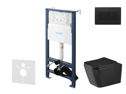 kielle Genesis New - Set předstěnové instalace, klozetu Arkas I, Vortex Rimless+, sedátka softclose a tlačítka Gemini New III, m