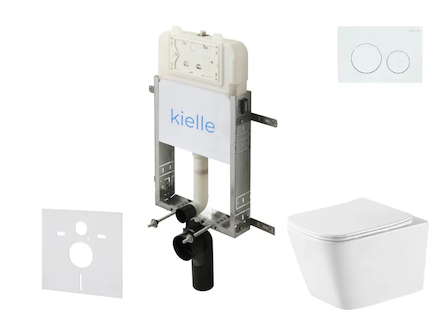 kielle Genesis New - Set předstěnové instalace, klozetu Arkas I, Vortex Rimless+, sedátka softclose a tlačítka Gemini New I, les