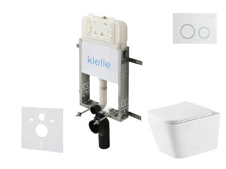 kielle Genesis New - Set předstěnové instalace, klozetu Arkas I, Vortex Rimless+, sedátka softclose a tlačítka Gemini New II, le