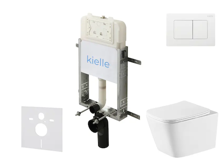 kielle Genesis New - Set předstěnové instalace, klozetu Arkas I, Vortex Rimless+, sedátka softclose a tlačítka Gemini New III, l