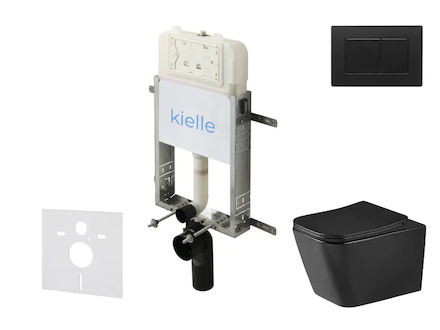 kielle Genesis New - Set předstěnové instalace, klozetu Arkas I, Vortex Rimless+, sedátka softclose a tlačítka Gemini New III, m