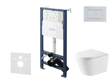kielle Genesis New - Set předstěnové instalace, klozetu Nefia, Vortex Rimless+, sedátka softclose a tlačítka Gemini New III, les