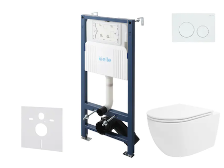 kielle Genesis New - Set předstěnové instalace, klozetu Oudee, Vortex Rimless+, sedátka softclose a tlačítka Gemini New I, leskl