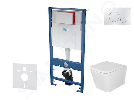 kielle Genesis - Set předstěnové instalace, klozetu Arkas I, sedátka softclose a tlačítka Gemini II, lesklý chrom 30505SS40