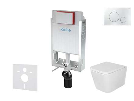 kielle Genesis - Set předstěnové instalace, klozetu Arkas I, sedátka softclose a tlačítka Gemini II, lesklý chrom 30505SZ40
