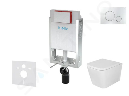 kielle Genesis - Set předstěnové instalace, klozetu Arkas I, sedátka softclose a tlačítka Gemini II, lesklý chrom 30505SZ40