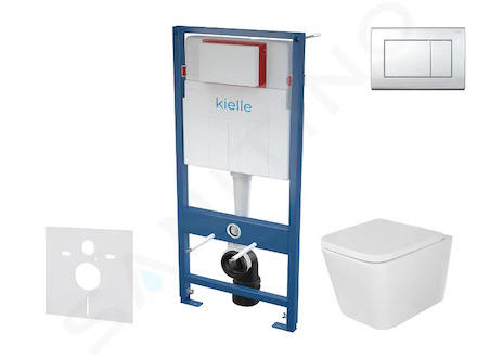 kielle Genesis - Set předstěnové instalace, klozetu Arkas I, sedátka softclose a tlačítka Gemini III, lesklý chrom 30505SS34