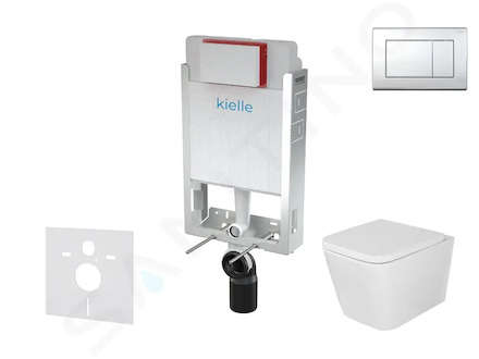 kielle Genesis - Set předstěnové instalace, klozetu Arkas I, sedátka softclose a tlačítka Gemini III, lesklý chrom 30505SZ34