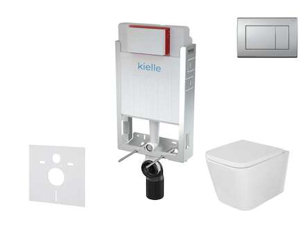 kielle Genesis - Set předstěnové instalace, klozetu Arkas I, sedátka softclose a tlačítka Gemini III, matný chrom 30505SZ35