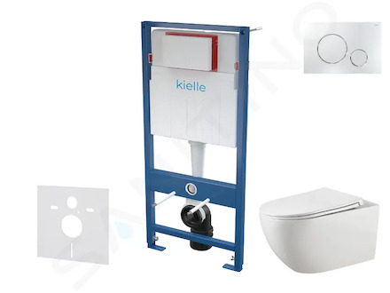 kielle Genesis - Set předstěnové instalace, klozetu Gaia, sedátka softclose a tlačítka Gemini II, lesklý chrom 30505SS54