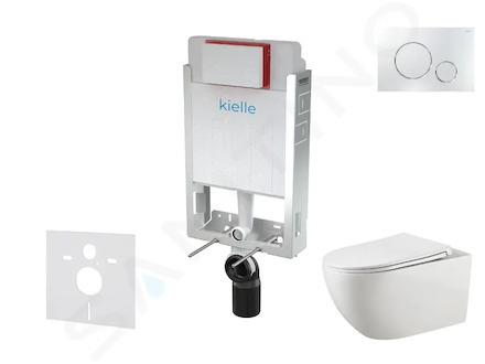 kielle Genesis - Set předstěnové instalace, klozetu Gaia, sedátka softclose a tlačítka Gemini II, lesklý chrom 30505SZ54