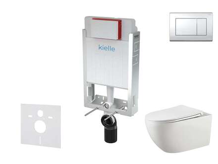 kielle Genesis - Set předstěnové instalace, klozetu Gaia, sedátka softclose a tlačítka Gemini III, lesklý chrom 30505SZ48