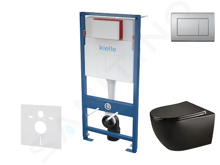 kielle Genesis - Set předstěnové instalace, klozetu Gaia, sedátka softclose a tlačítka Gemini III, matný chrom 30505SS45