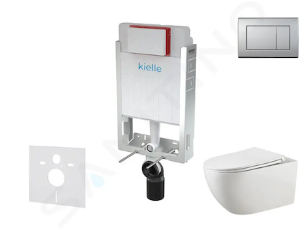 kielle Genesis - Set předstěnové instalace, klozetu Gaia, sedátka softclose a tlačítka Gemini III, matný chrom 30505SZ49