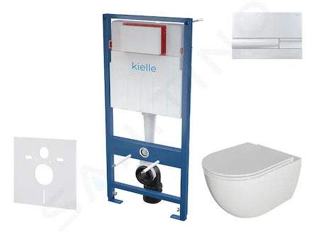 kielle Genesis - Set předstěnové instalace, klozetu Oudee se sedátkem softclose a tlačítka Gemini I, chrom 30505SS20
