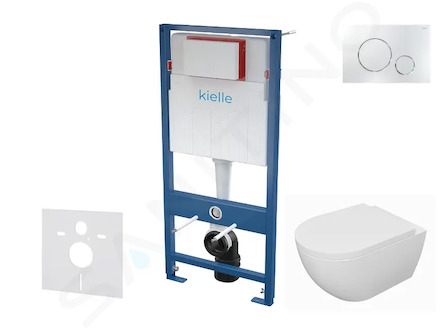 kielle Genesis - Set předstěnové instalace, klozetu Oudee, sedátka softclose a tlačítka Gemini II, lesklý chrom 30505SS68