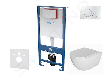 kielle Genesis - Set předstěnové instalace, klozetu Oudee, sedátka softclose a tlačítka Gemini II, lesklý chrom 30505SS75
