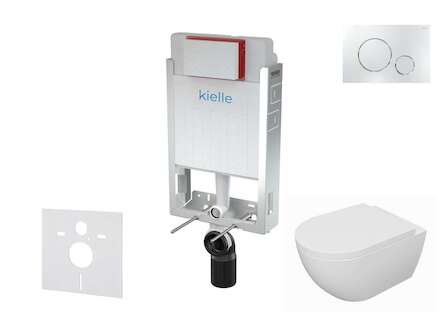 kielle Genesis - Set předstěnové instalace, klozetu Oudee, sedátka softclose a tlačítka Gemini II, lesklý chrom 30505SZ68