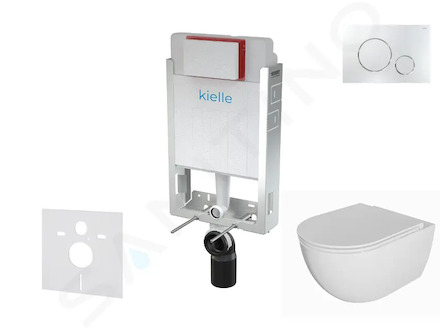 kielle Genesis - Set předstěnové instalace, klozetu Oudee, sedátka softclose a tlačítka Gemini II, lesklý chrom 30505SZ75