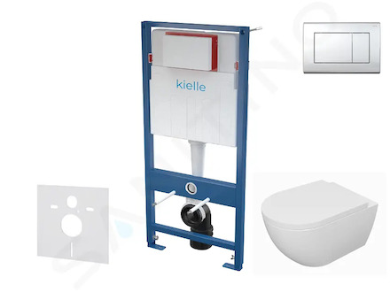 kielle Genesis - Set předstěnové instalace, klozetu Oudee, sedátka softclose a tlačítka Gemini III, lesklý chrom 30505SS62