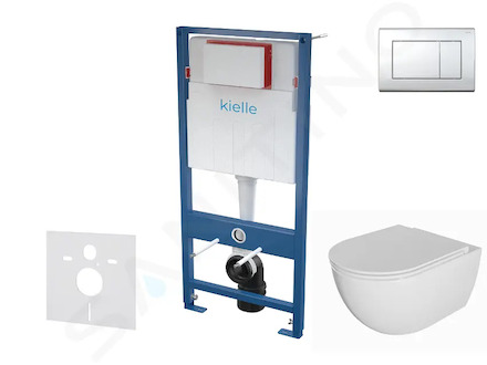 kielle Genesis - Set předstěnové instalace, klozetu Oudee, sedátka softclose a tlačítka Gemini III, lesklý chrom 30505SS69