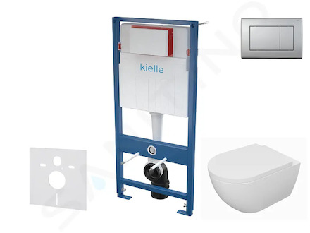 kielle Genesis - Set předstěnové instalace, klozetu Oudee, sedátka softclose a tlačítka Gemini III, matný chrom 30505SS63