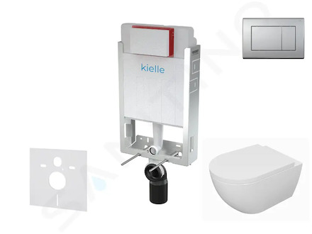 kielle Genesis - Set předstěnové instalace, klozetu Oudee, sedátka softclose a tlačítka Gemini III, matný chrom 30505SZ63