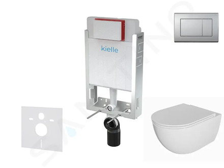 kielle Genesis - Set předstěnové instalace, klozetu Oudee, sedátka softclose a tlačítka Gemini III, matný chrom 30505SZ70